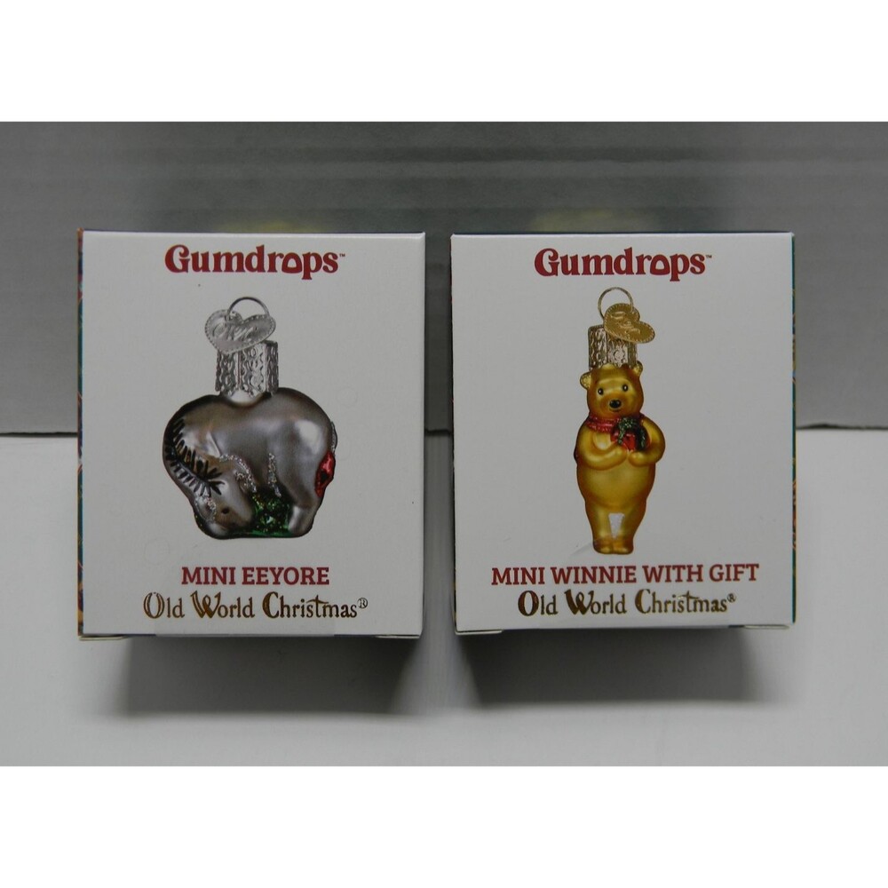 Old World Christmas Gumdrops Mini Winnie The Pooh and Eeyore Set of 2 NIB
